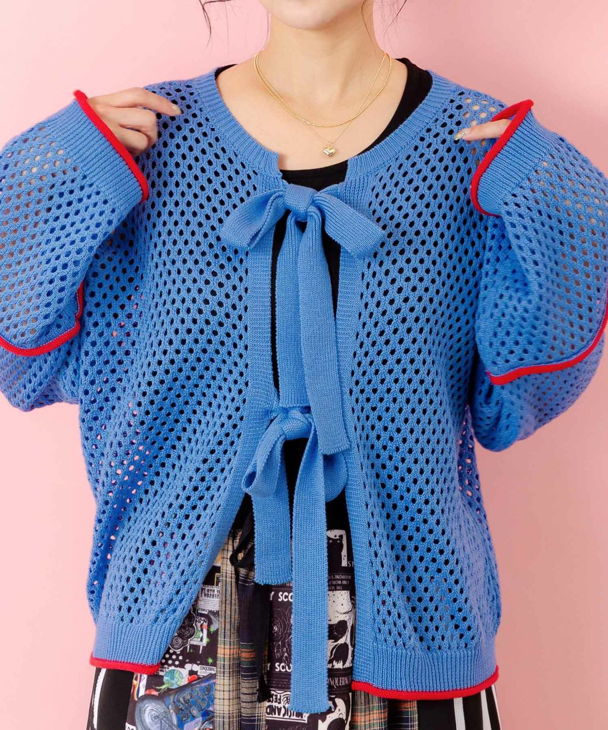 花アップリケ2WAYメッシュプルオーバー-10