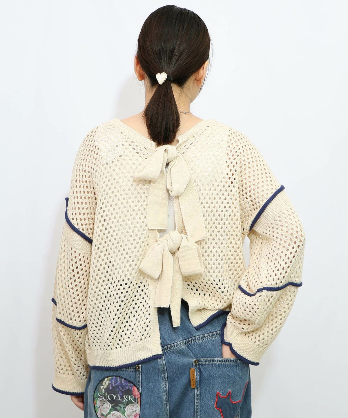 花アップリケ2WAYメッシュプルオーバー-13