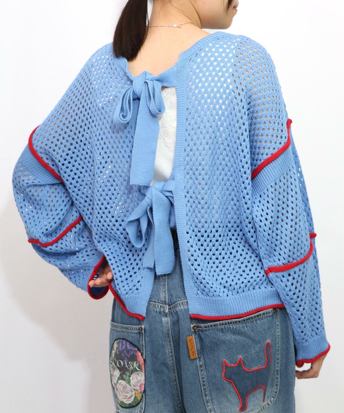 花アップリケ2WAYメッシュプルオーバー-21