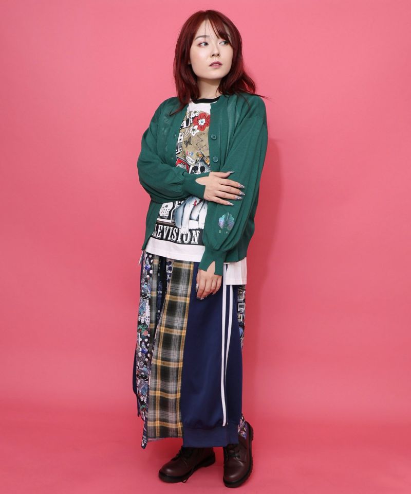 スカラー箔プリント 接触冷感ニットカーディガン-2