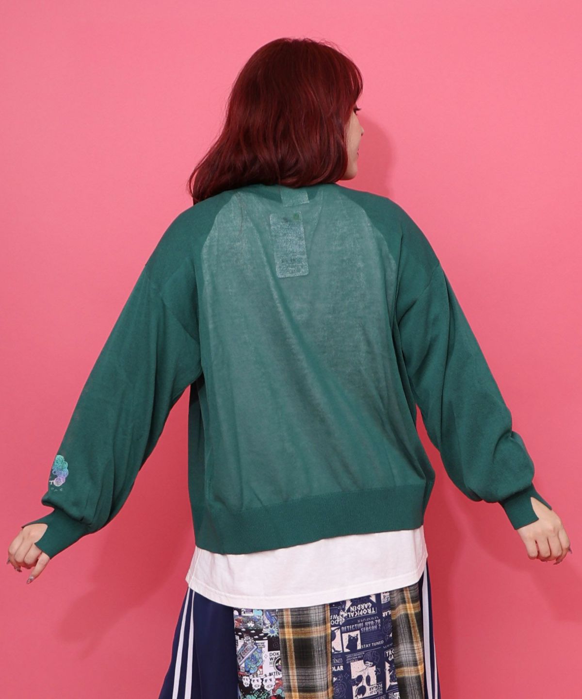 スカラー箔プリント 接触冷感ニットカーディガン-5