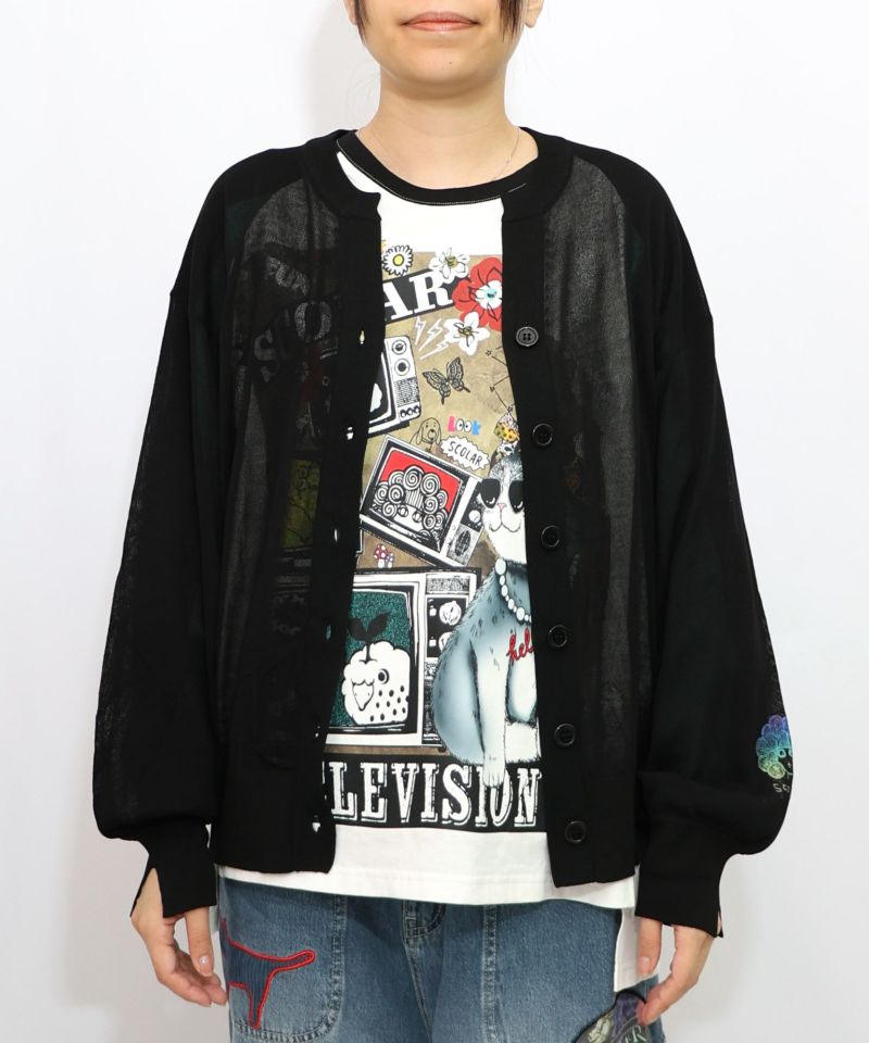 スカラー箔プリント 接触冷感ニットカーディガン-8