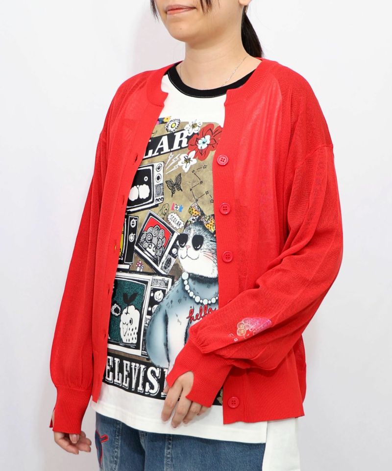 スカラー箔プリント 接触冷感ニットカーディガン-13