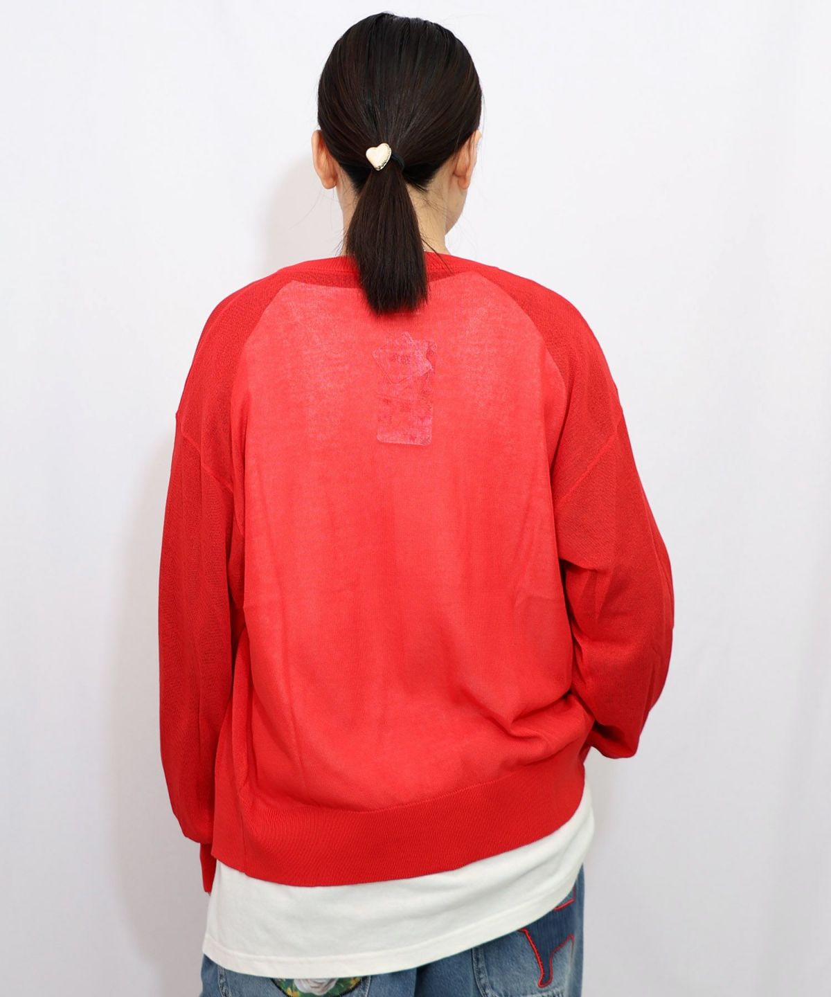 スカラー箔プリント 接触冷感ニットカーディガン-14