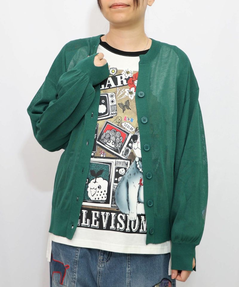 スカラー箔プリント 接触冷感ニットカーディガン-16