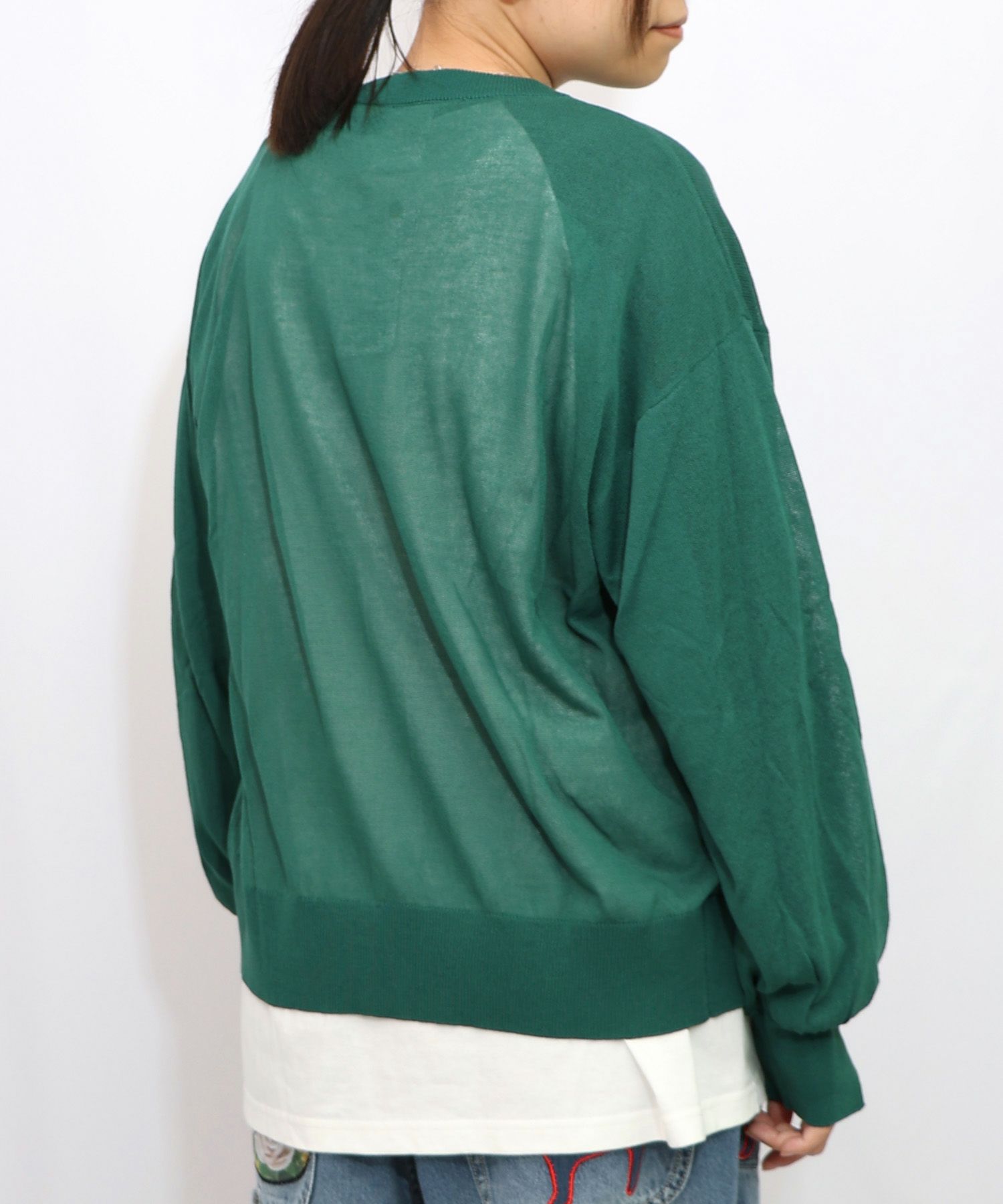 スカラー箔プリント 接触冷感ニットカーディガン-18