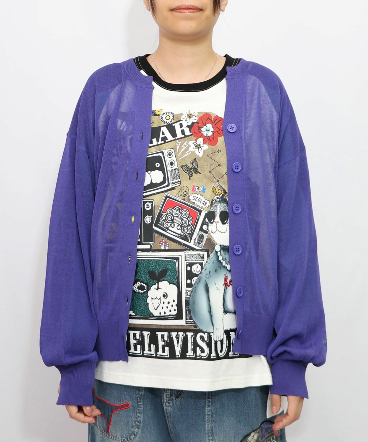 スカラー箔プリント 接触冷感ニットカーディガン-20