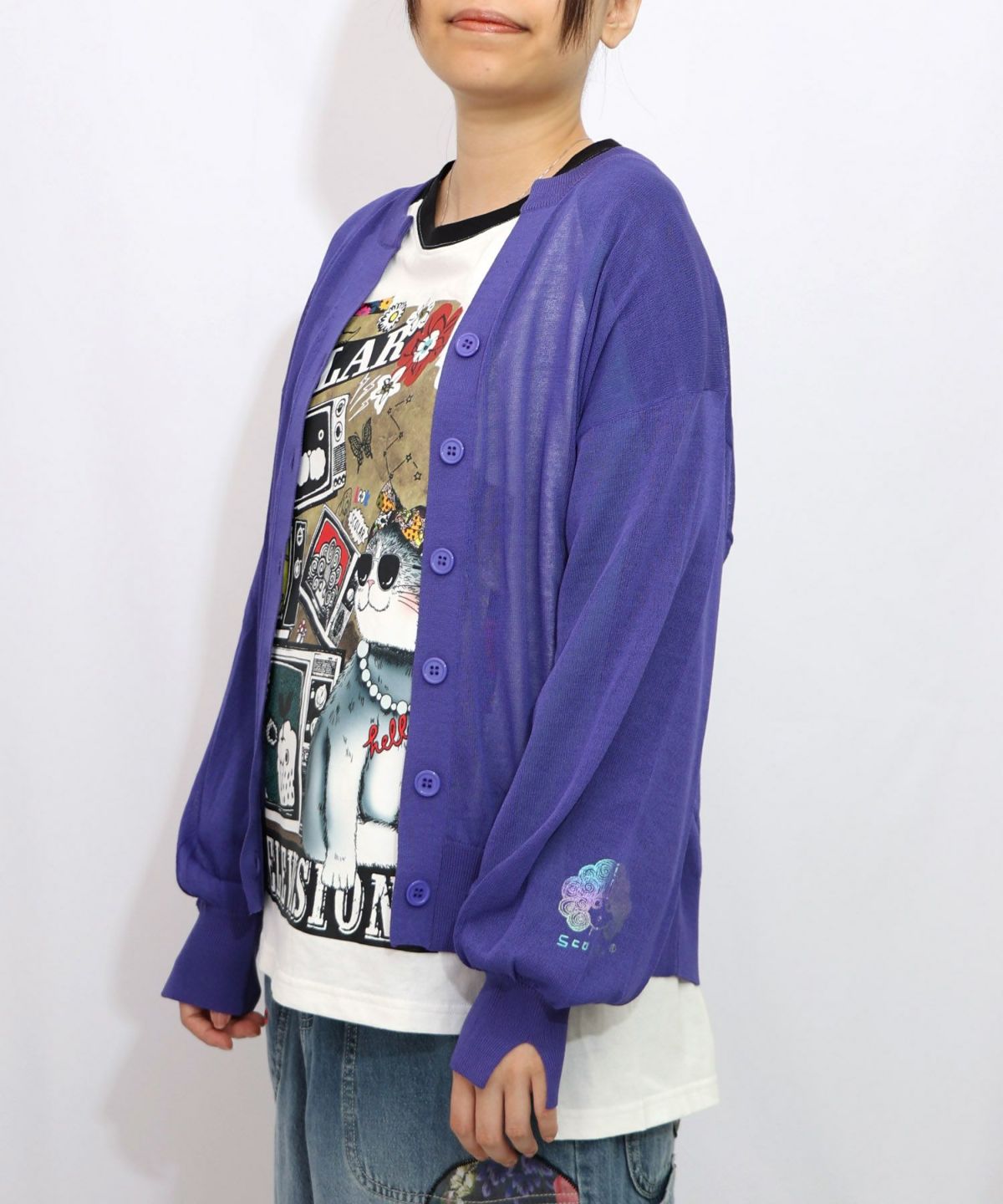 スカラー箔プリント 接触冷感ニットカーディガン-21