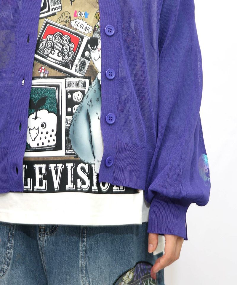 スカラー箔プリント 接触冷感ニットカーディガン-26