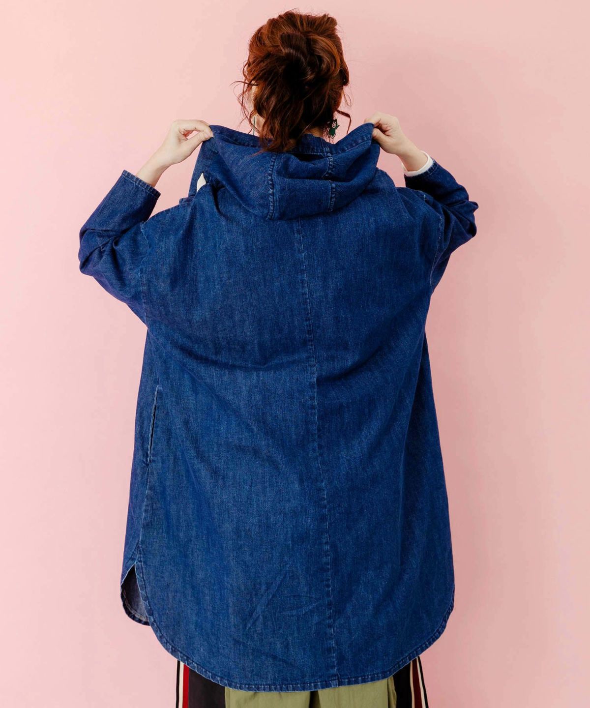 スカラーグラフィック柄デニムコート-5