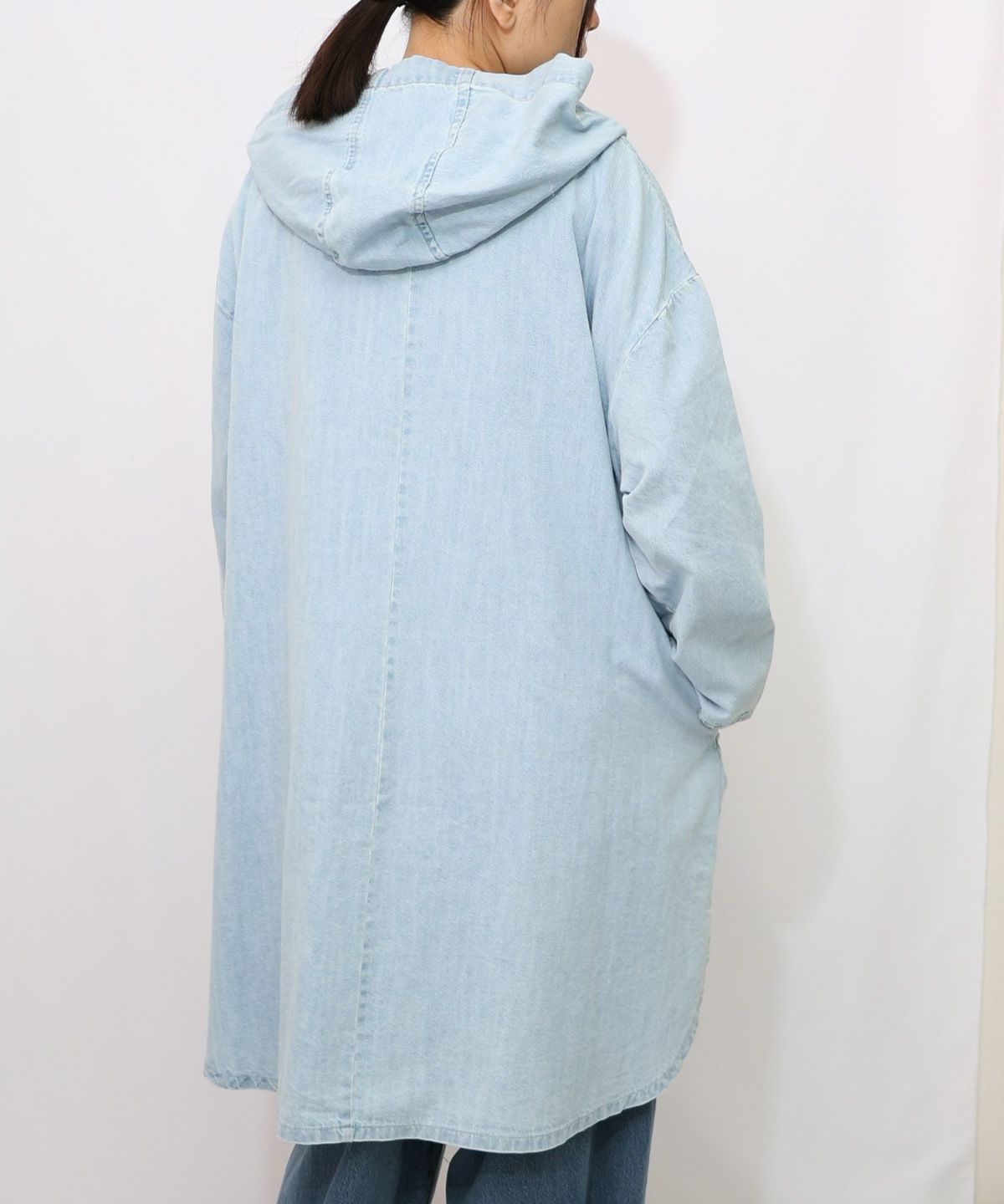 スカラーグラフィック柄デニムコート-11