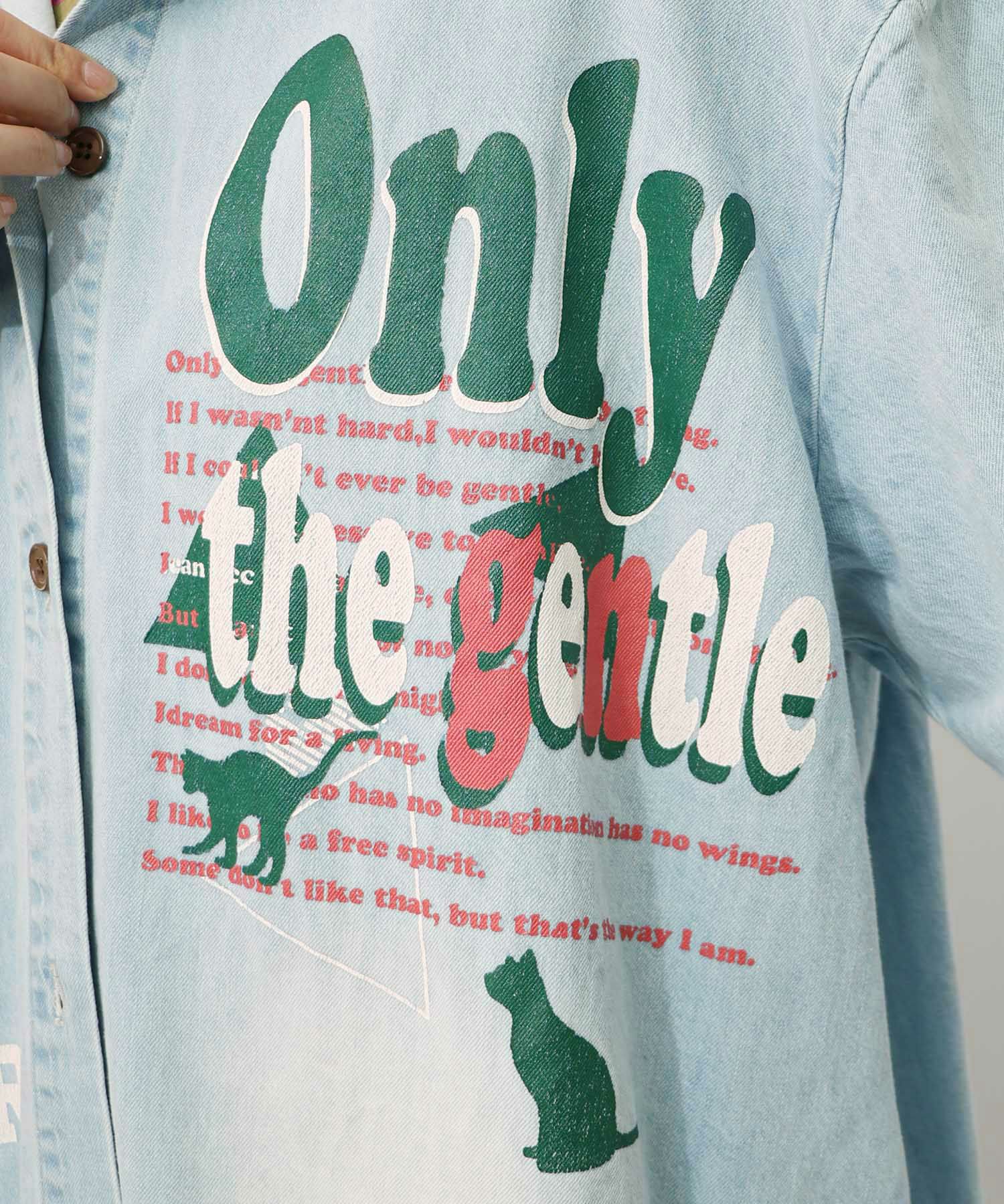 スカラーグラフィック柄デニムコート-12