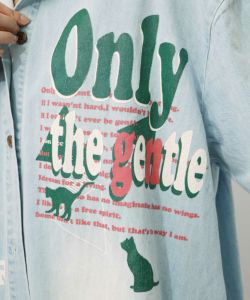 スカラーグラフィック柄デニムコート-12