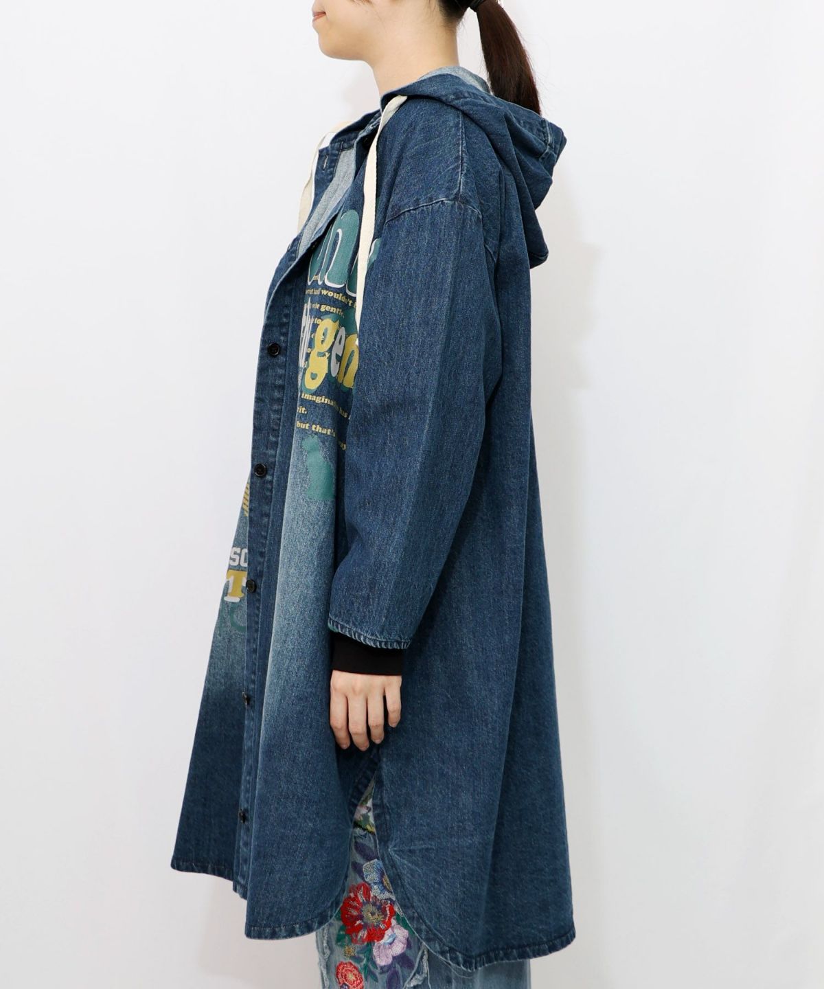 スカラーグラフィック柄デニムコート-14