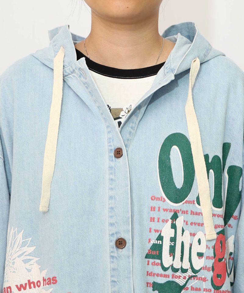 スカラーグラフィック柄デニムコート-17