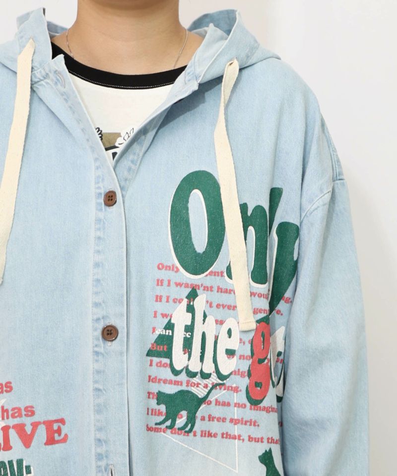 スカラーグラフィック柄デニムコート-18