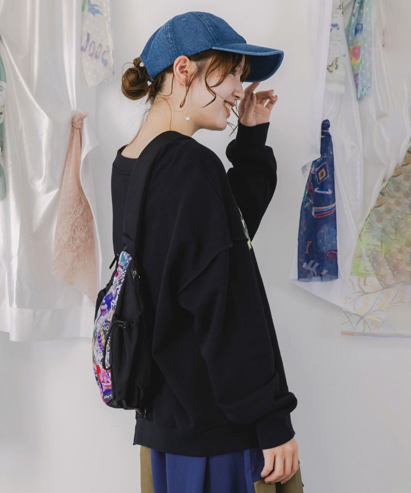 POP柄切替シワ加工 Wボトルポケットバッグ-2