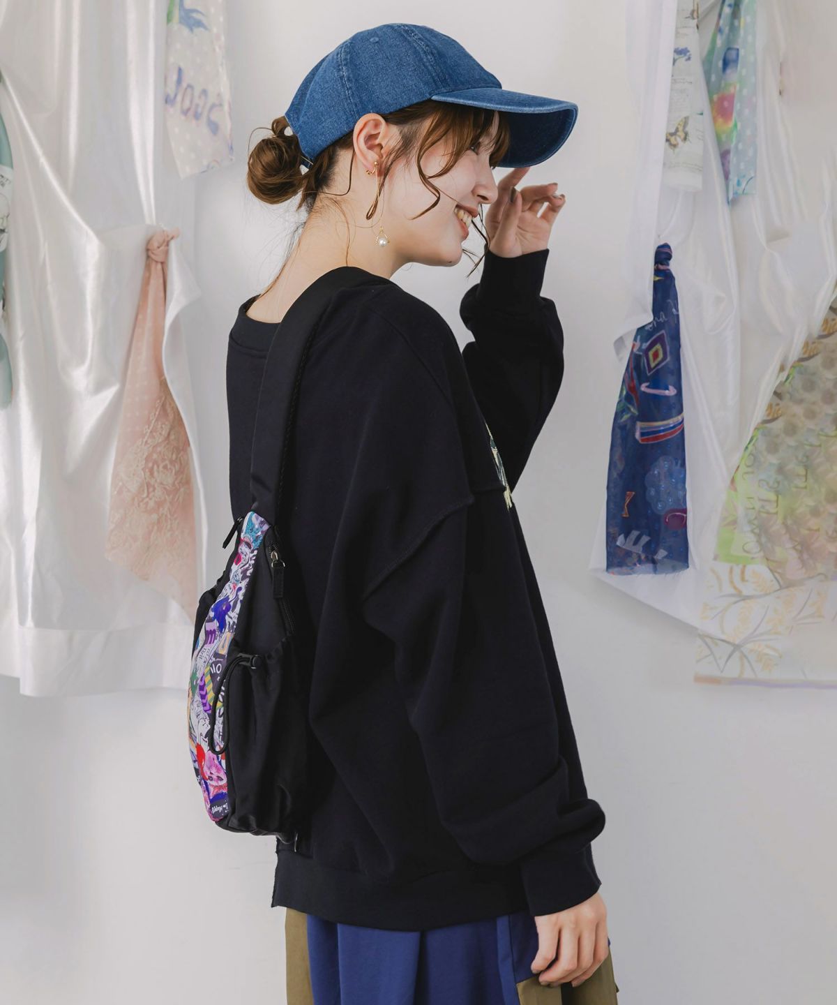 POP柄切替シワ加工 Wボトルポケットバッグ-2