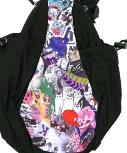 POP柄切替シワ加工 Wボトルポケットバッグ-5