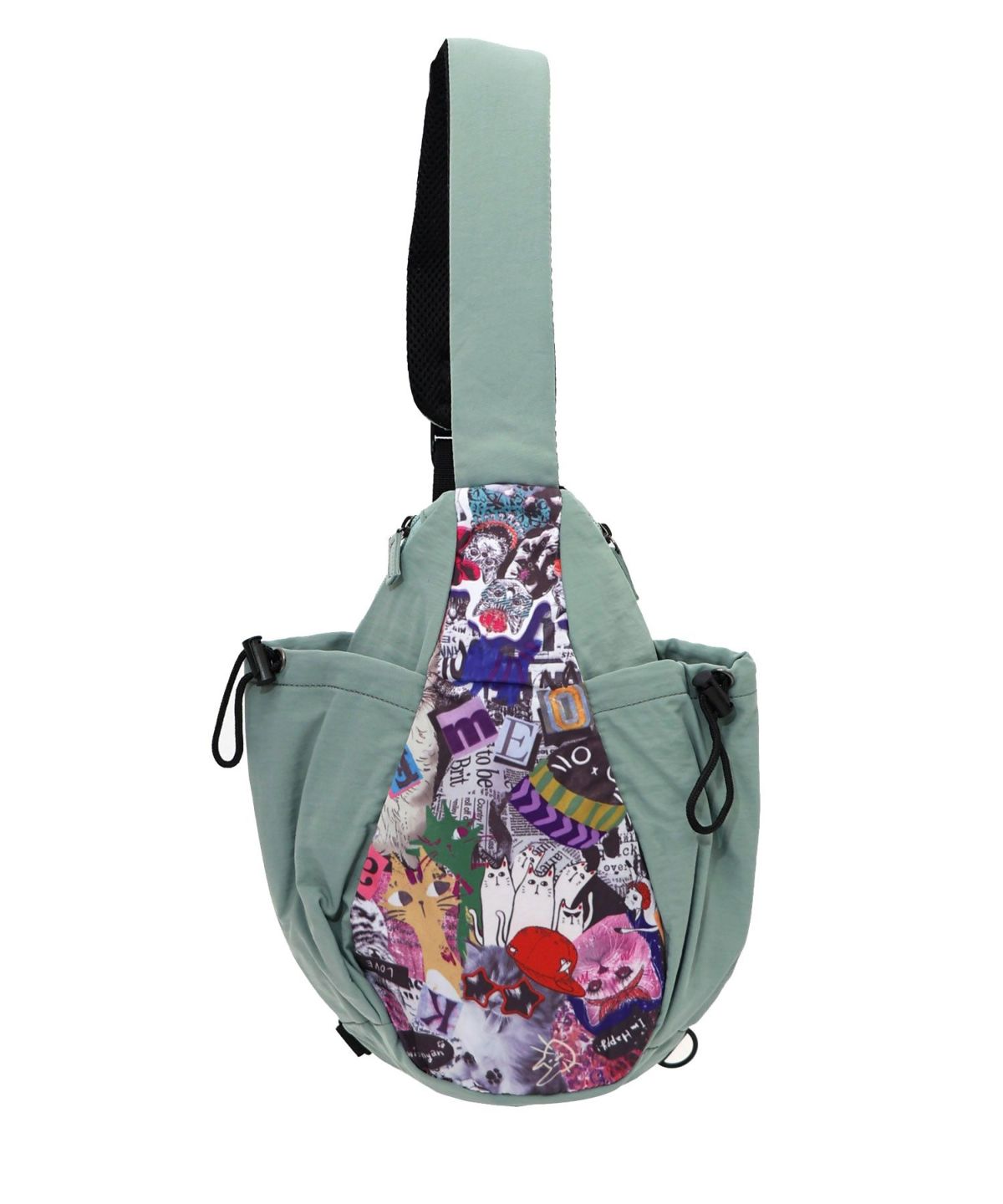 POP柄切替シワ加工 Wボトルポケットバッグ-6