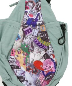 POP柄切替シワ加工 Wボトルポケットバッグ-7