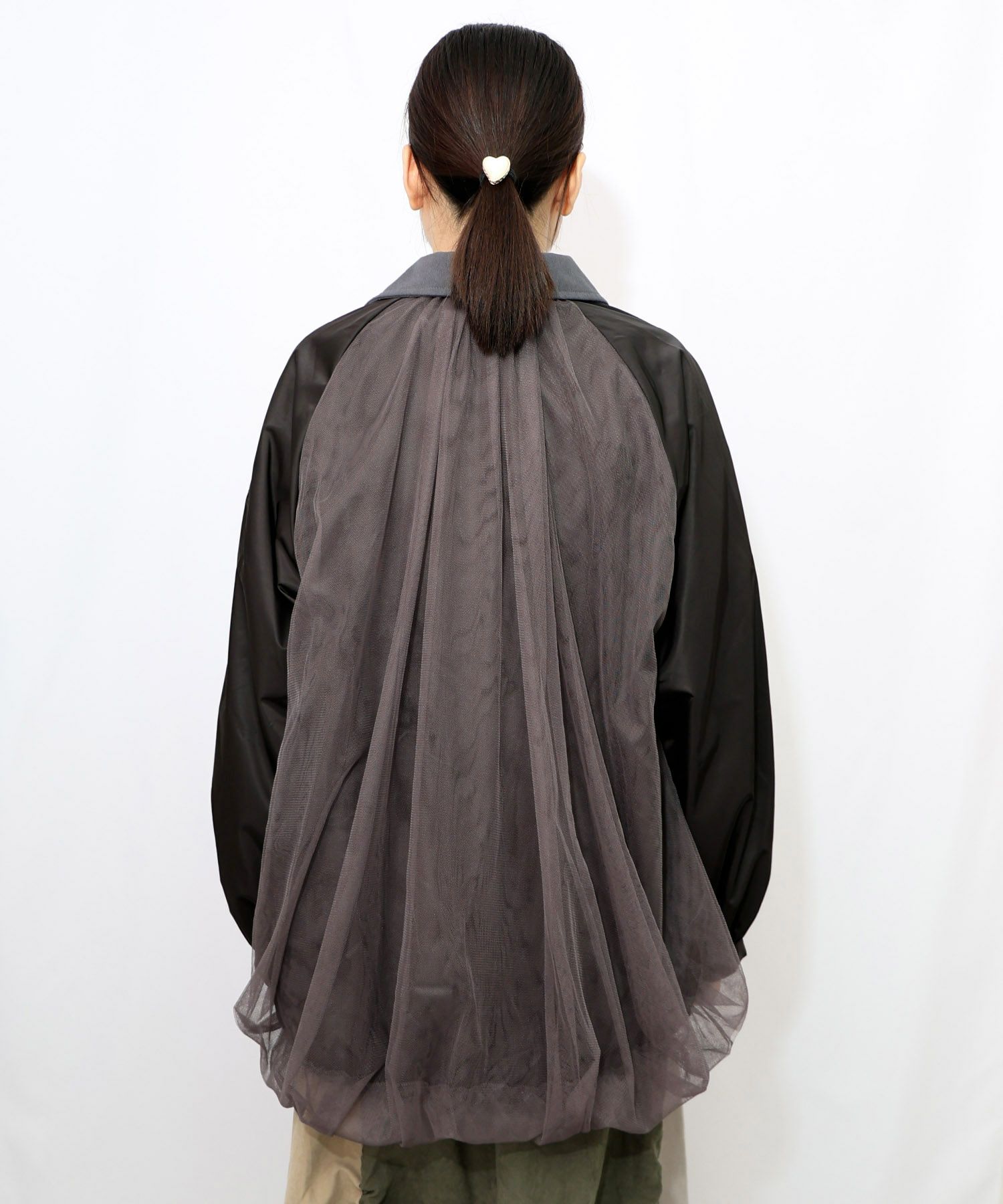 キツネと花刺繍 チュール重ねブルゾン-10