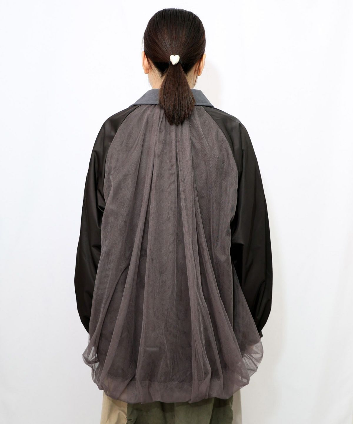 キツネと花刺繍 チュール重ねブルゾン-10