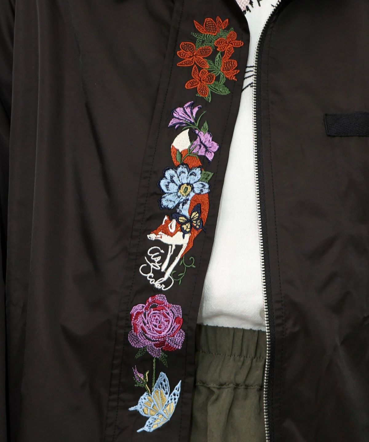 キツネと花刺繍 チュール重ねブルゾン-11