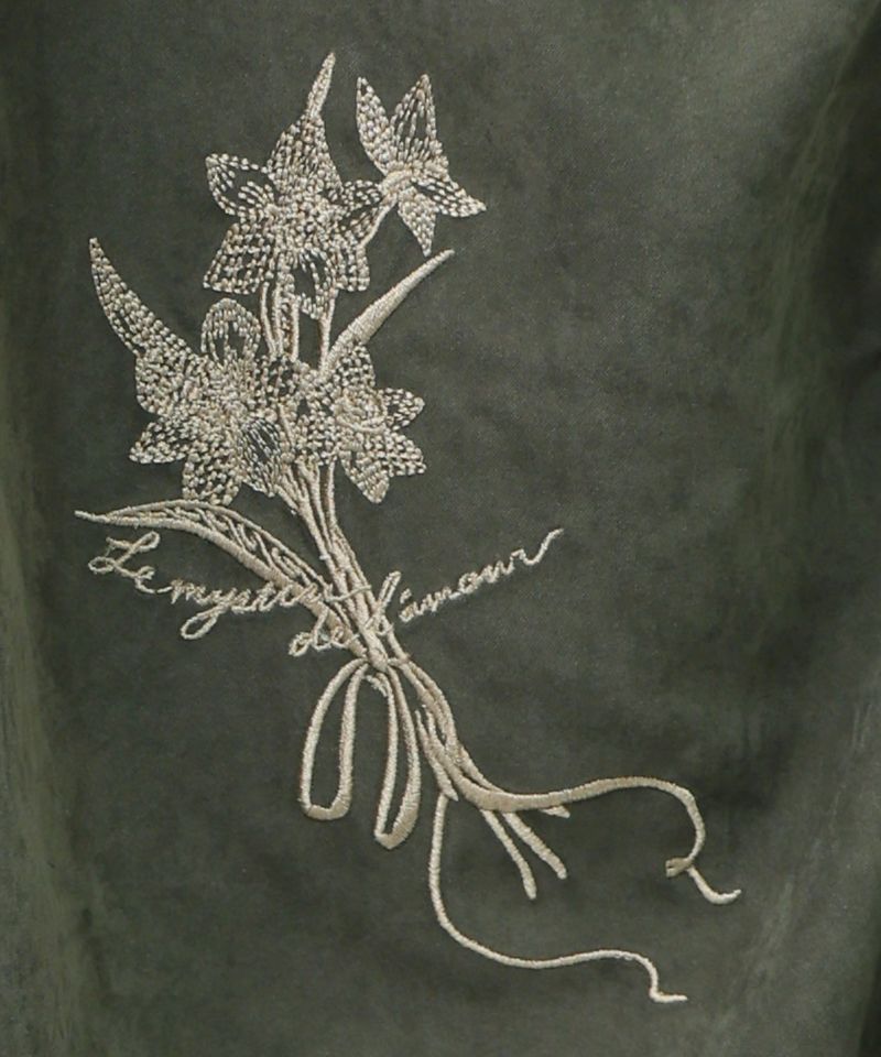 花刺繍バイカラー切替 ドロストスカート-11