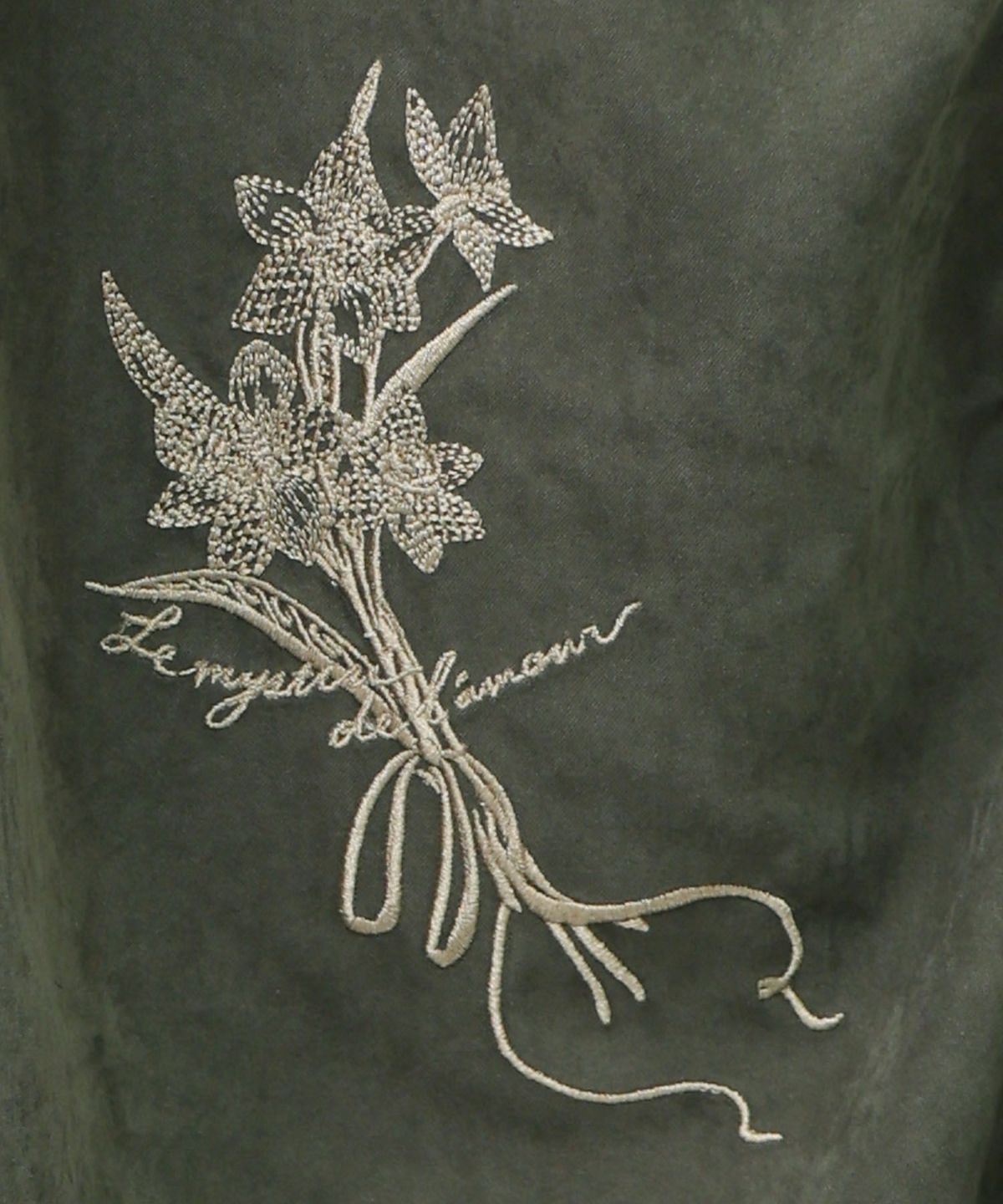 花刺繍バイカラー切替 ドロストスカート-11