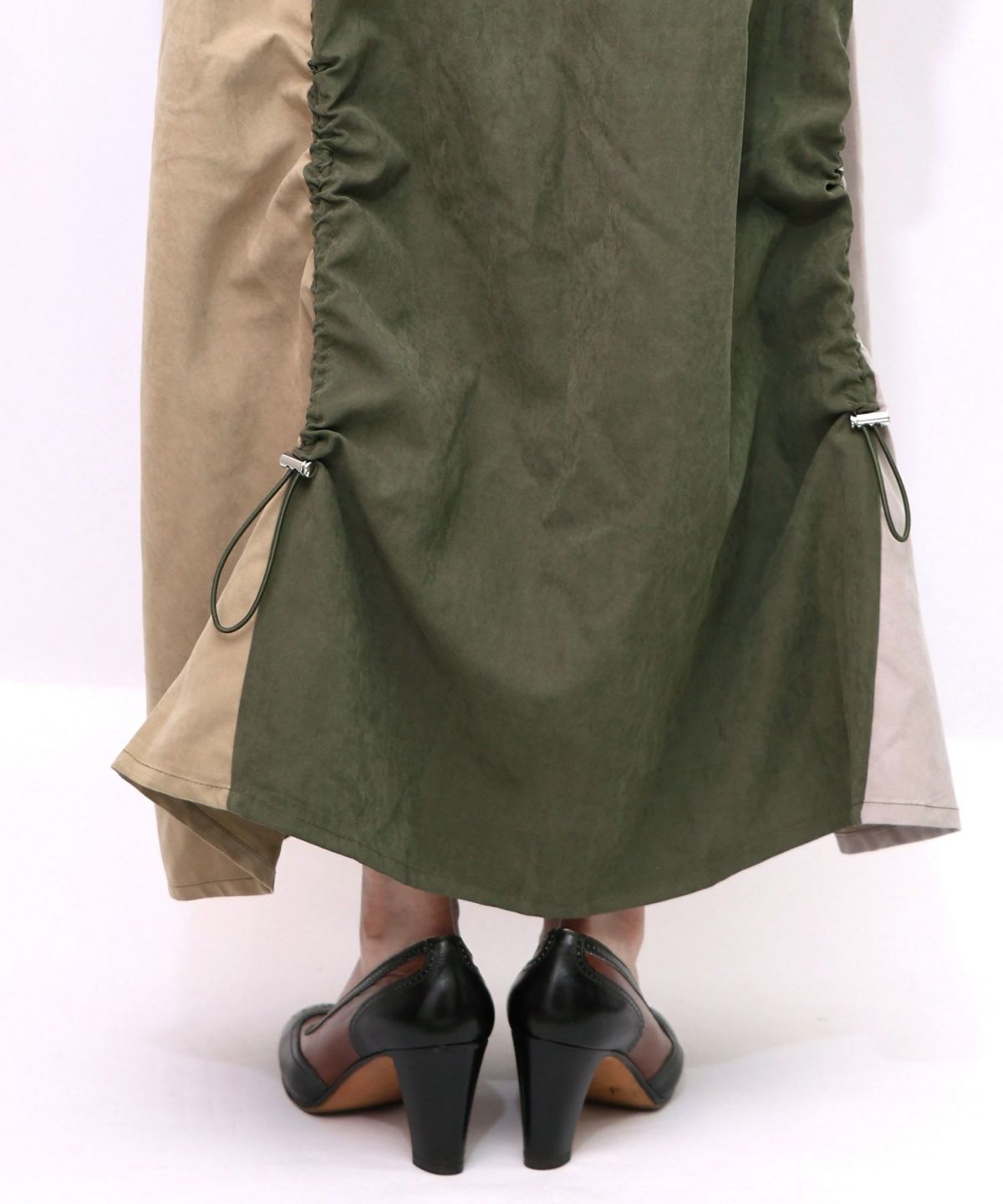 花刺繍バイカラー切替 ドロストスカート-18