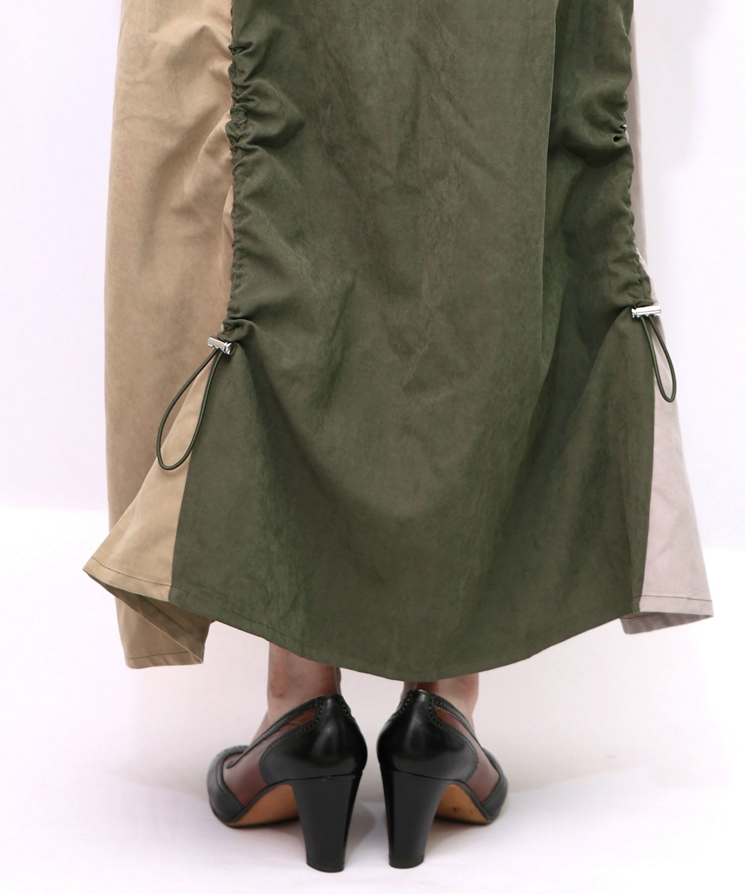 花刺繍バイカラー切替 ドロストスカート-18