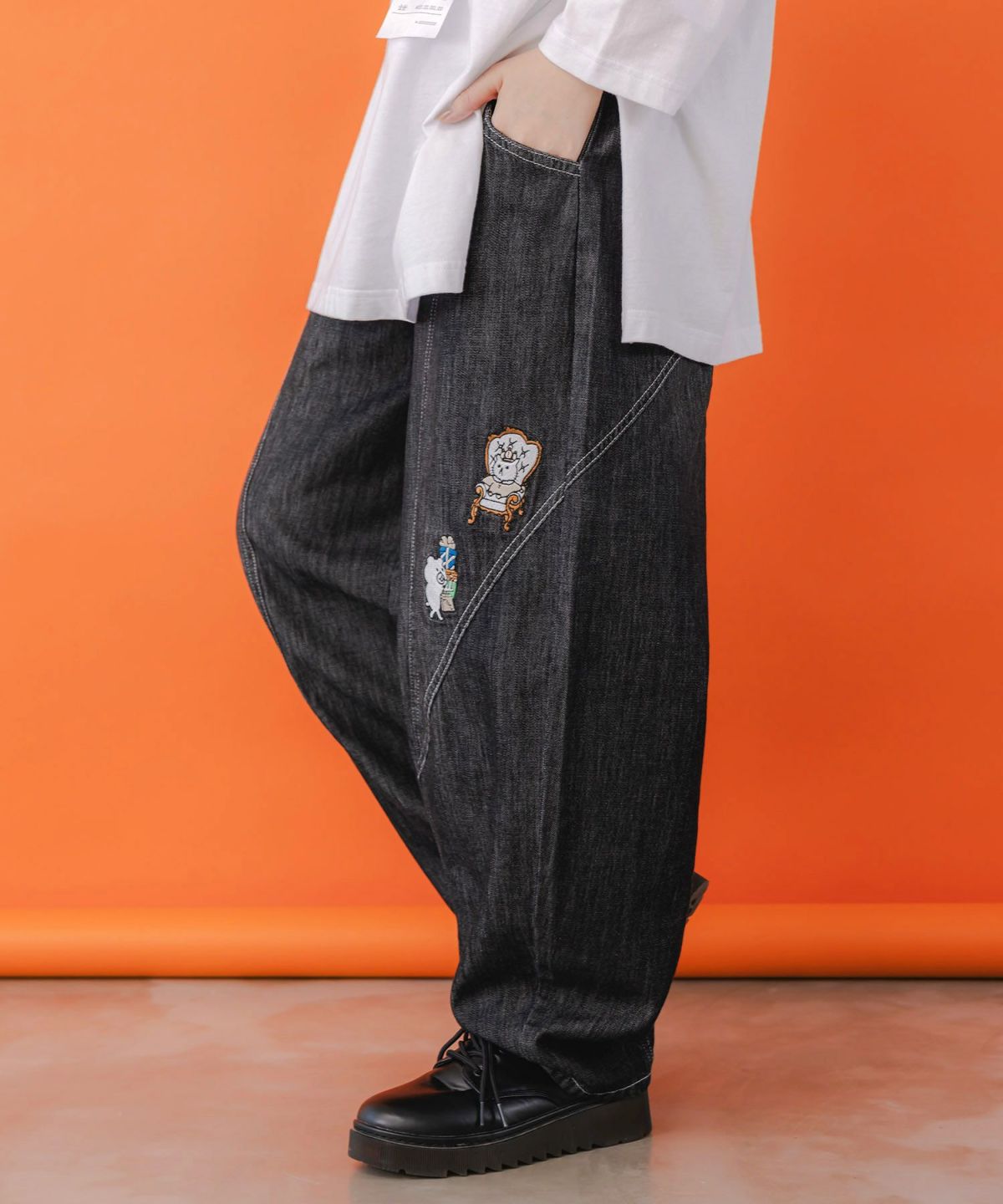 虚無ストアでお買い物 刺繍パンツ-4