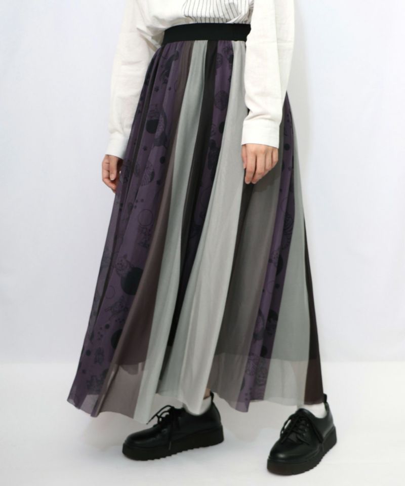 アニマル柄切替 マルチカラーチュールスカート-8
