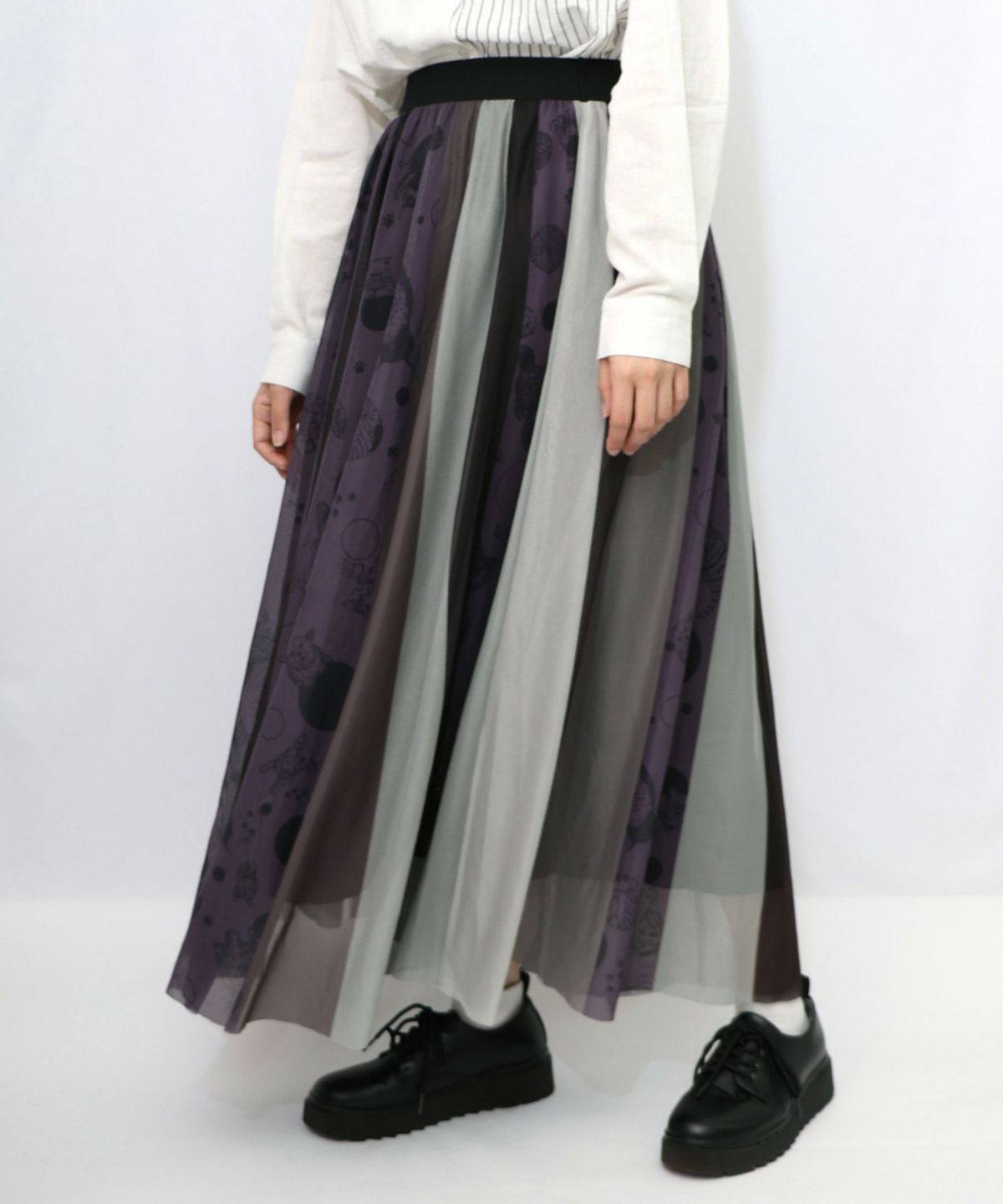 アニマル柄切替 マルチカラーチュールスカート-8