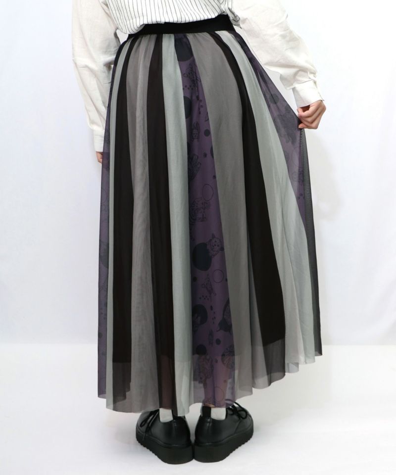 アニマル柄切替 マルチカラーチュールスカート-9