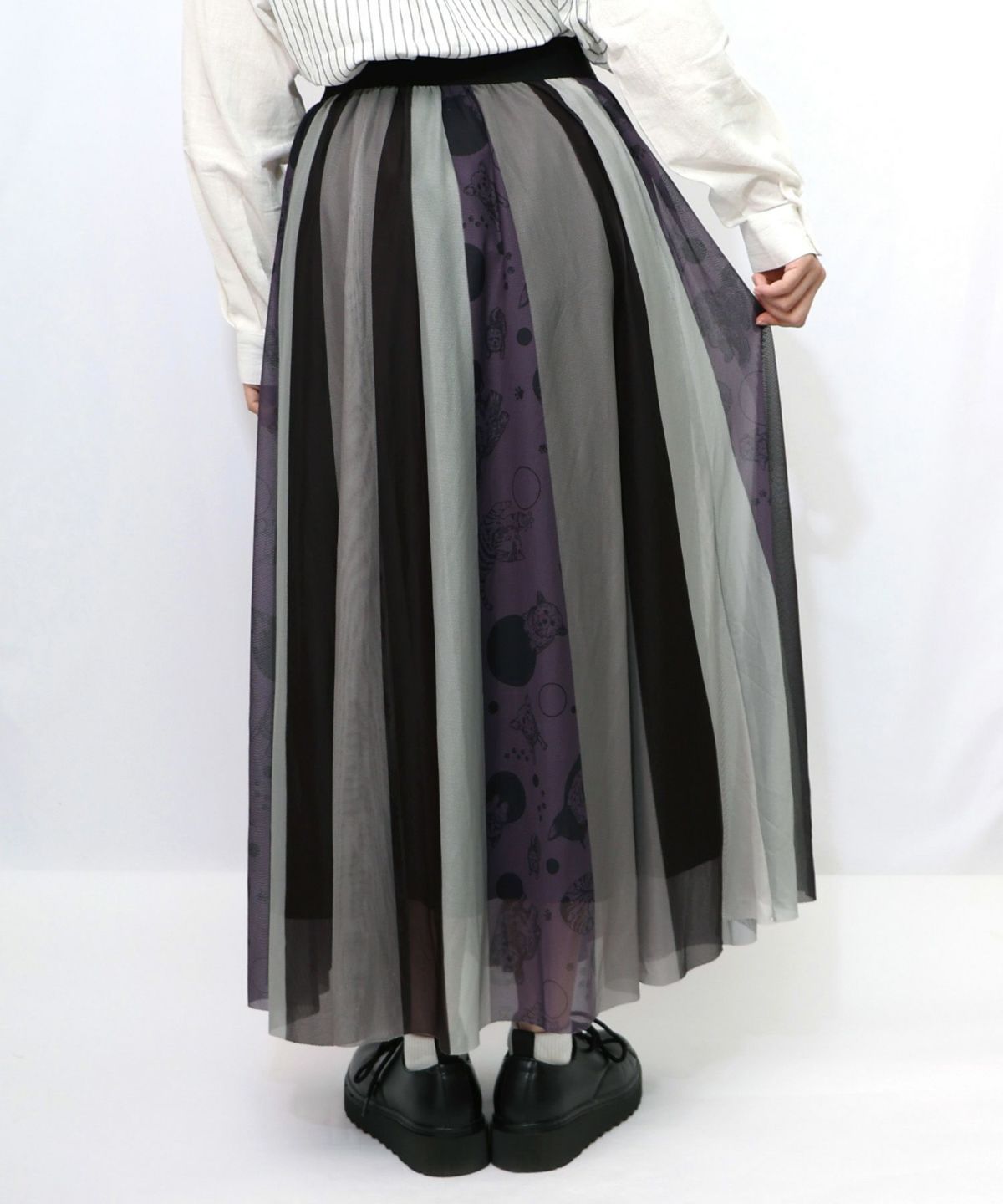 アニマル柄切替 マルチカラーチュールスカート-9