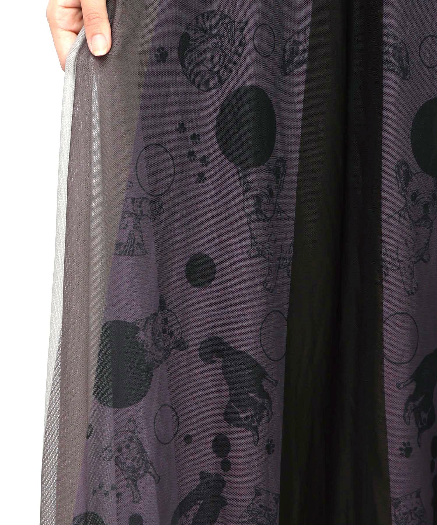 アニマル柄切替 マルチカラーチュールスカート-10