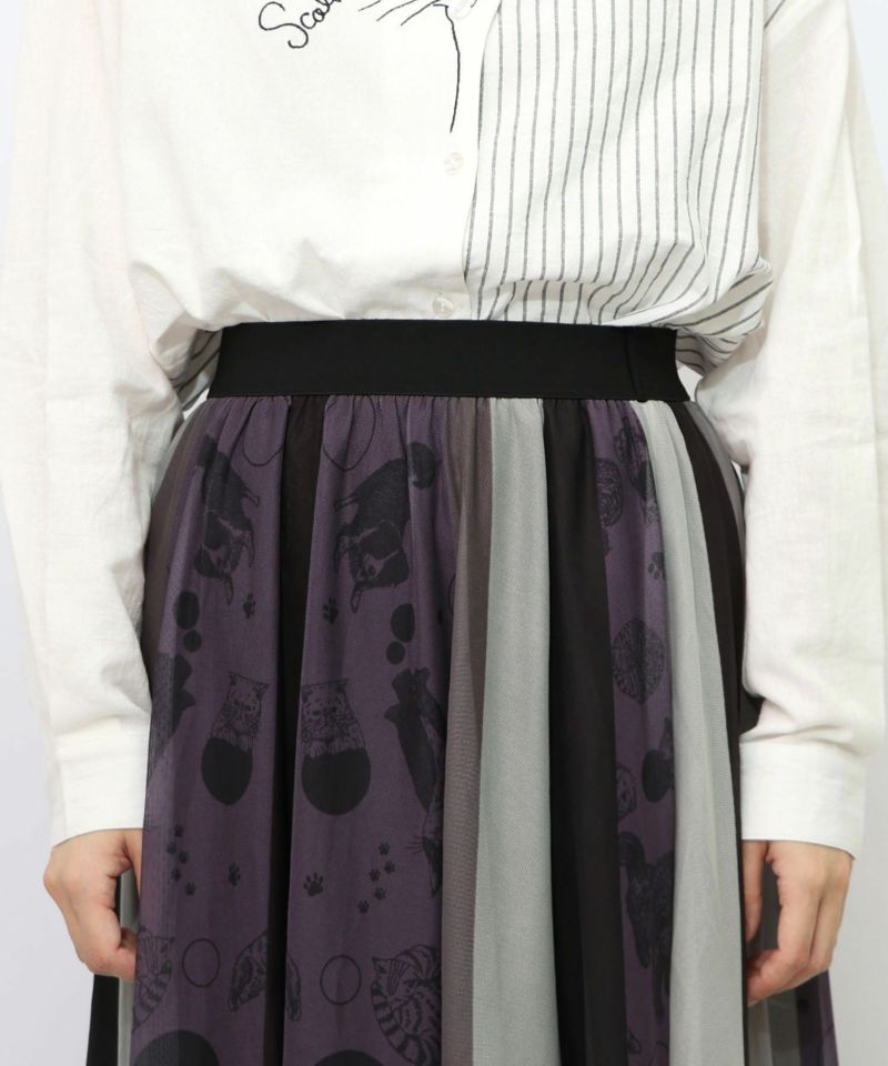 アニマル柄切替 マルチカラーチュールスカート-14