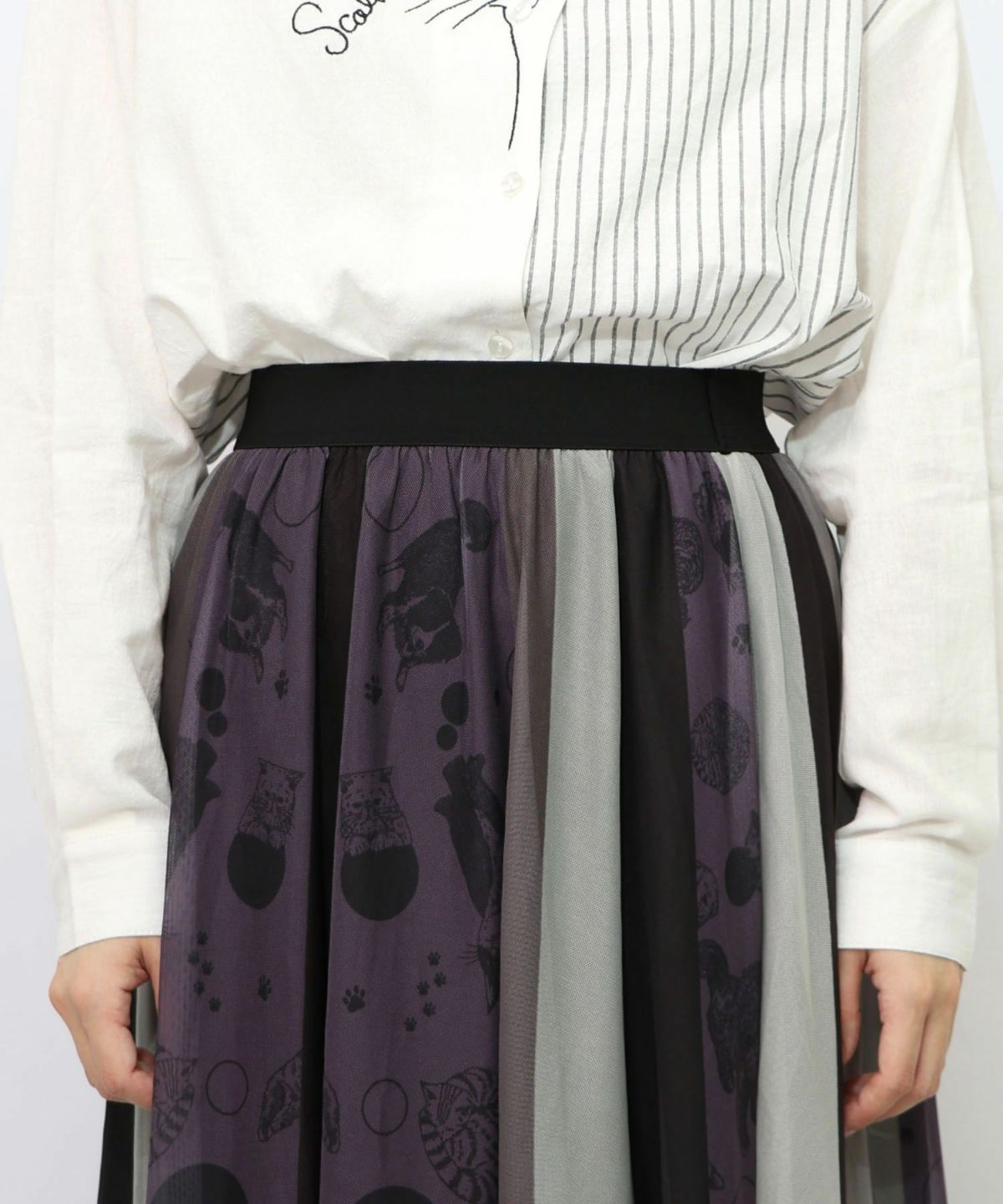 アニマル柄切替 マルチカラーチュールスカート-14