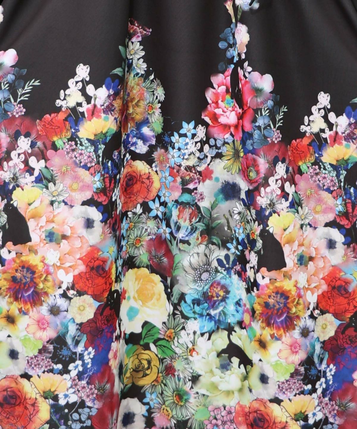 花柄に隠れ黒ネコ柄 ハーフジップジャージワンピース-13