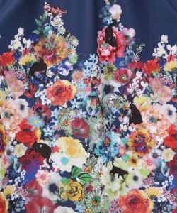 花柄に隠れ黒ネコ柄 ハーフジップジャージワンピース-17