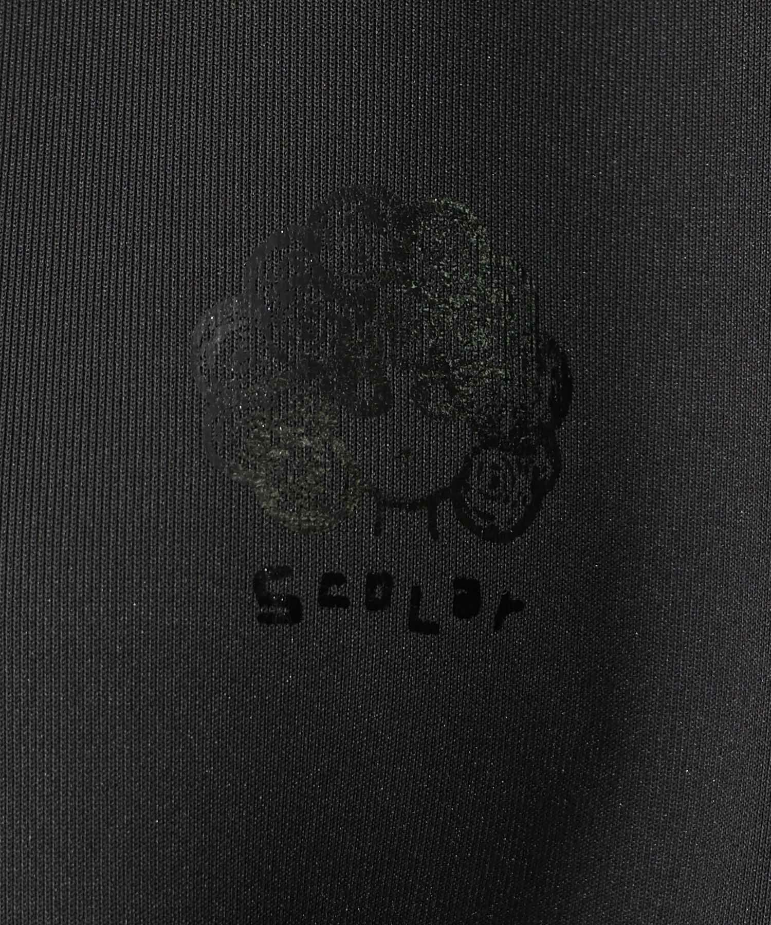 花柄に隠れ黒ネコ柄 ハーフジップジャージワンピース-21