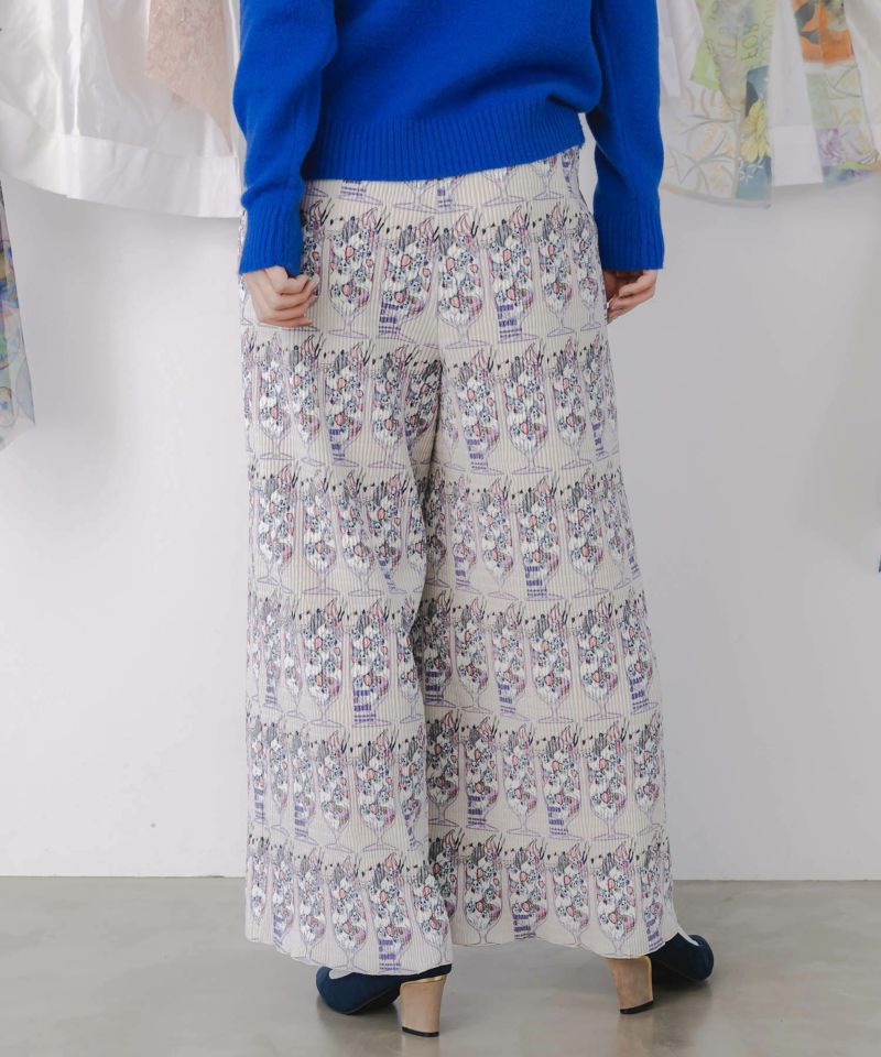 ネコパフェ・蝶柄 ベロアプリーツパンツ-5