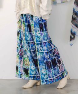 153639：ネコパフェ・蝶柄 ベロアプリーツパンツの通販-ScoLar