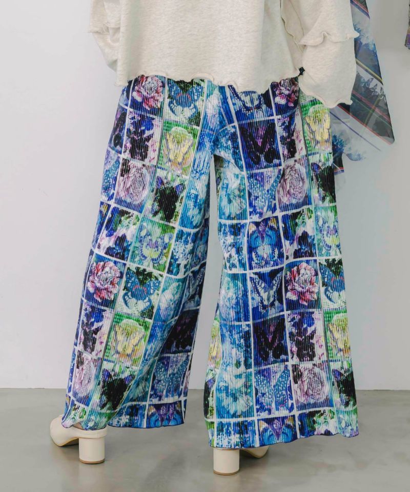 ネコパフェ・蝶柄 ベロアプリーツパンツ-10