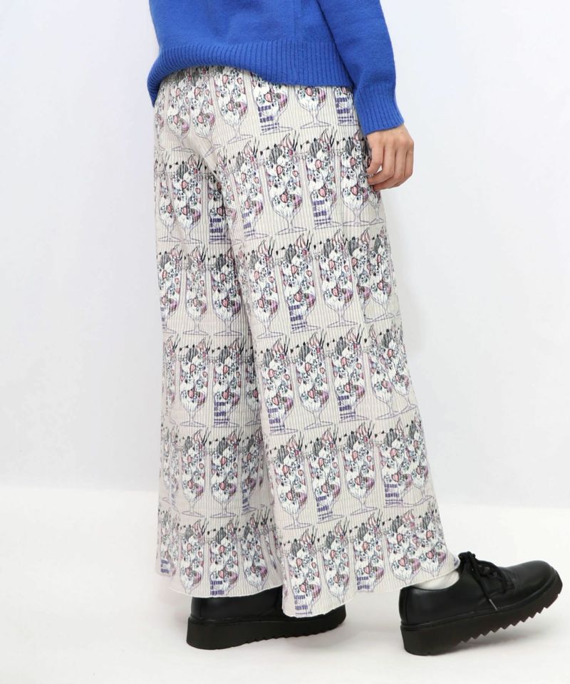 ネコパフェ・蝶柄 ベロアプリーツパンツ-13