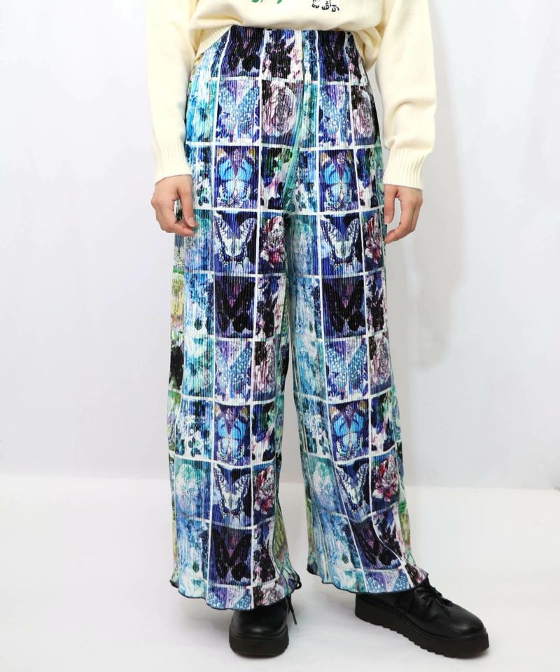 ネコパフェ・蝶柄 ベロアプリーツパンツ-16