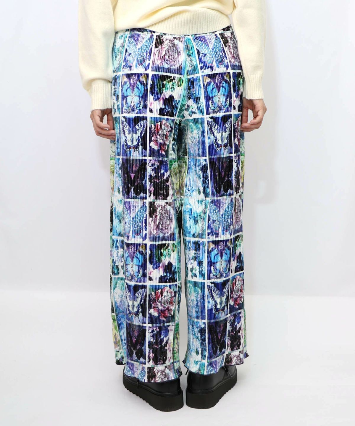 ネコパフェ・蝶柄 ベロアプリーツパンツ-18