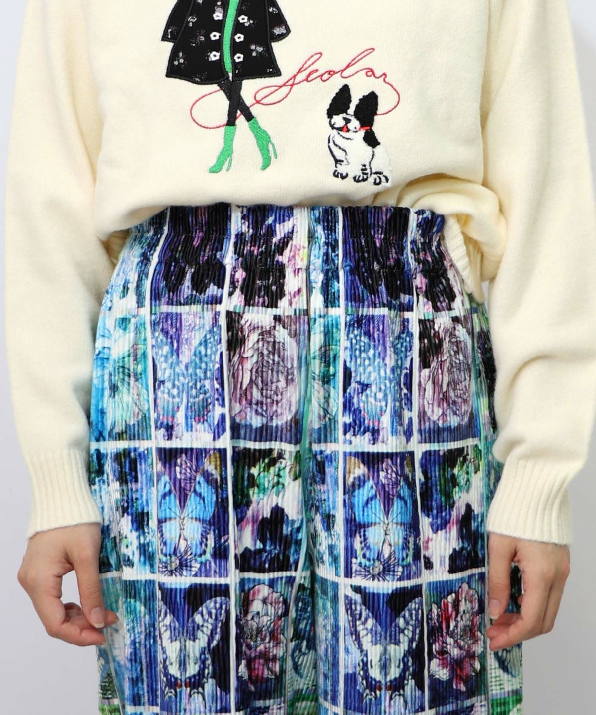 ネコパフェ・蝶柄 ベロアプリーツパンツ-20